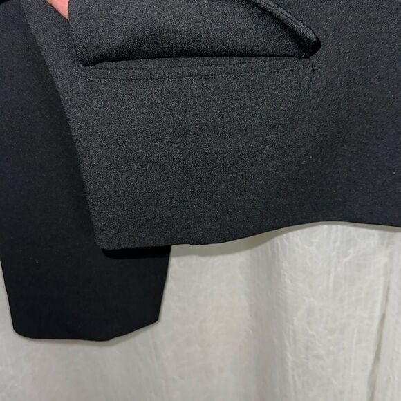 MK XL Black Gold Tone Buttons Collared Crop Professional Blazer Suit Jacket - Picture 9 of 12